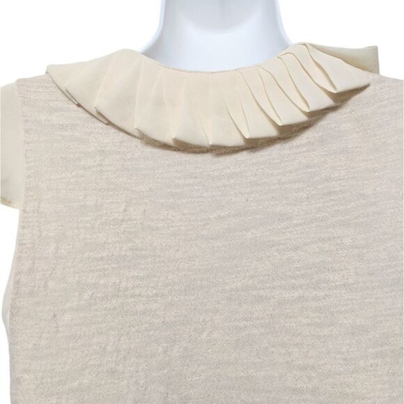 DELETTA Trickle Down Ruffle Pleated Sleeveless Top - Picture 8 of 9
